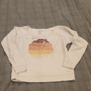 American Eagle Outfitters Cream Sweatshirt with Sunset Graphic Size L!